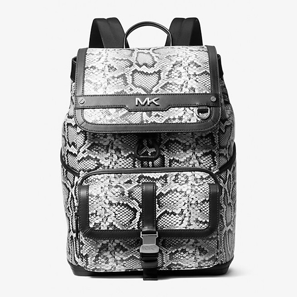 

Рюкзак Michael Kors Varick Snake Embossed Leather Utility, белый/черный