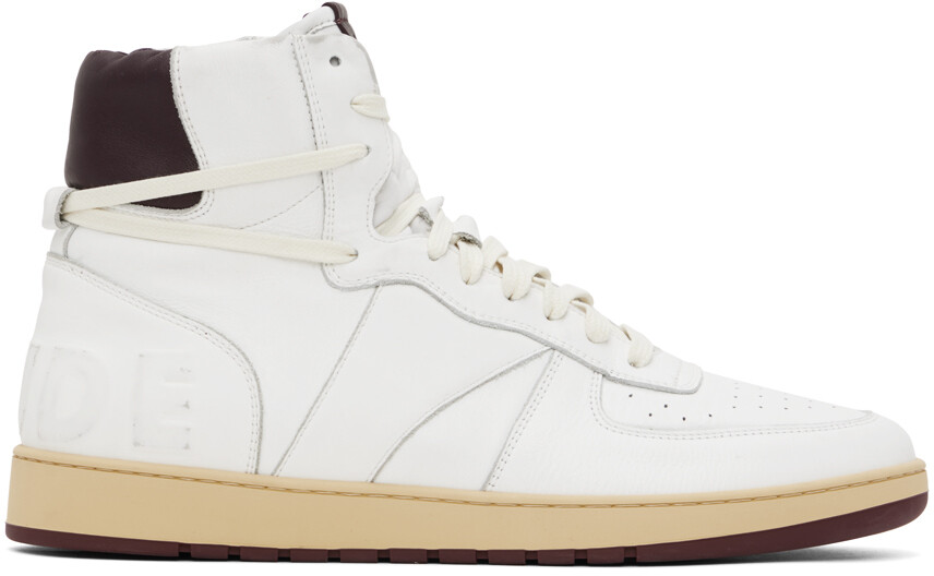 

Бело-бордовые высокие кроссовки Rhecess-Sky Rhude