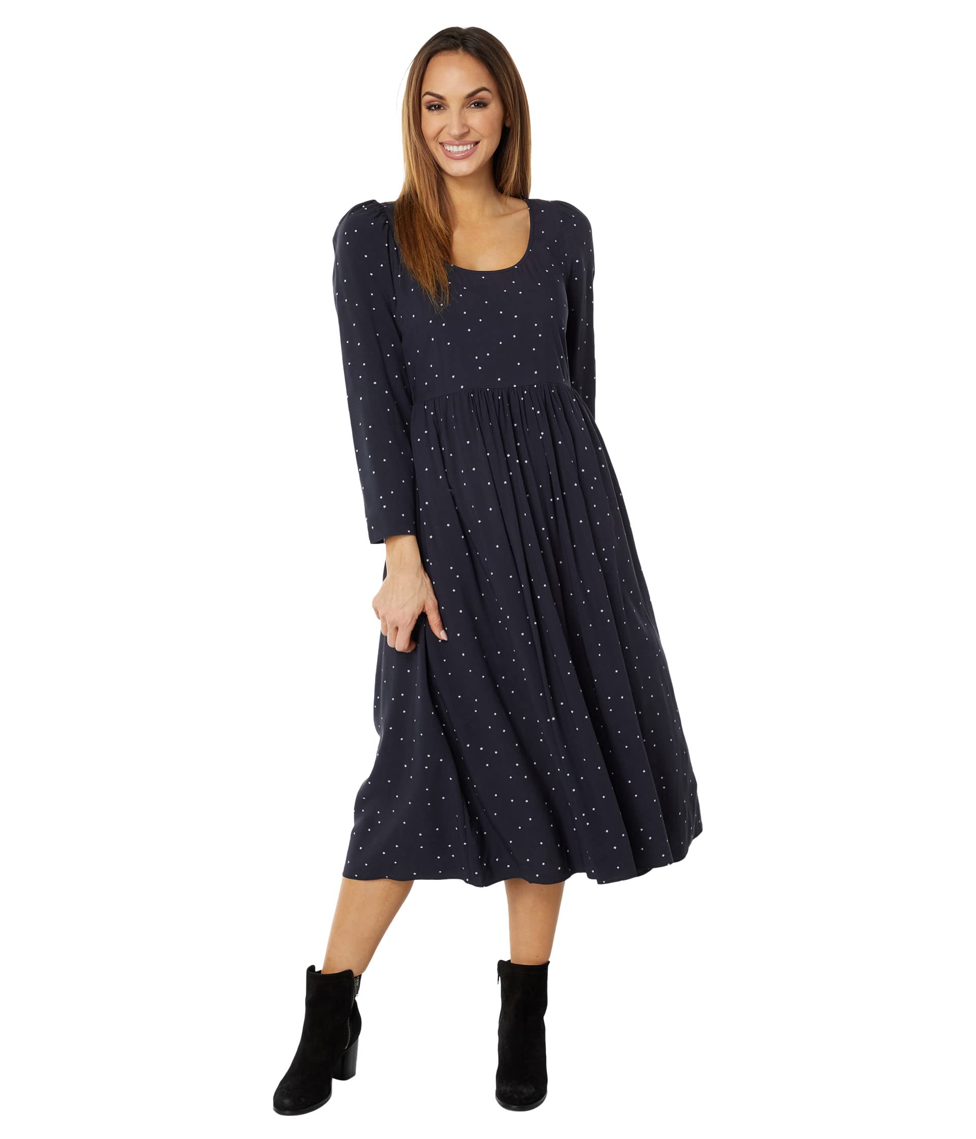 Платье Madewell, Long Sleeve Scoop Easy Midi Dress in Soft Star цена и фото