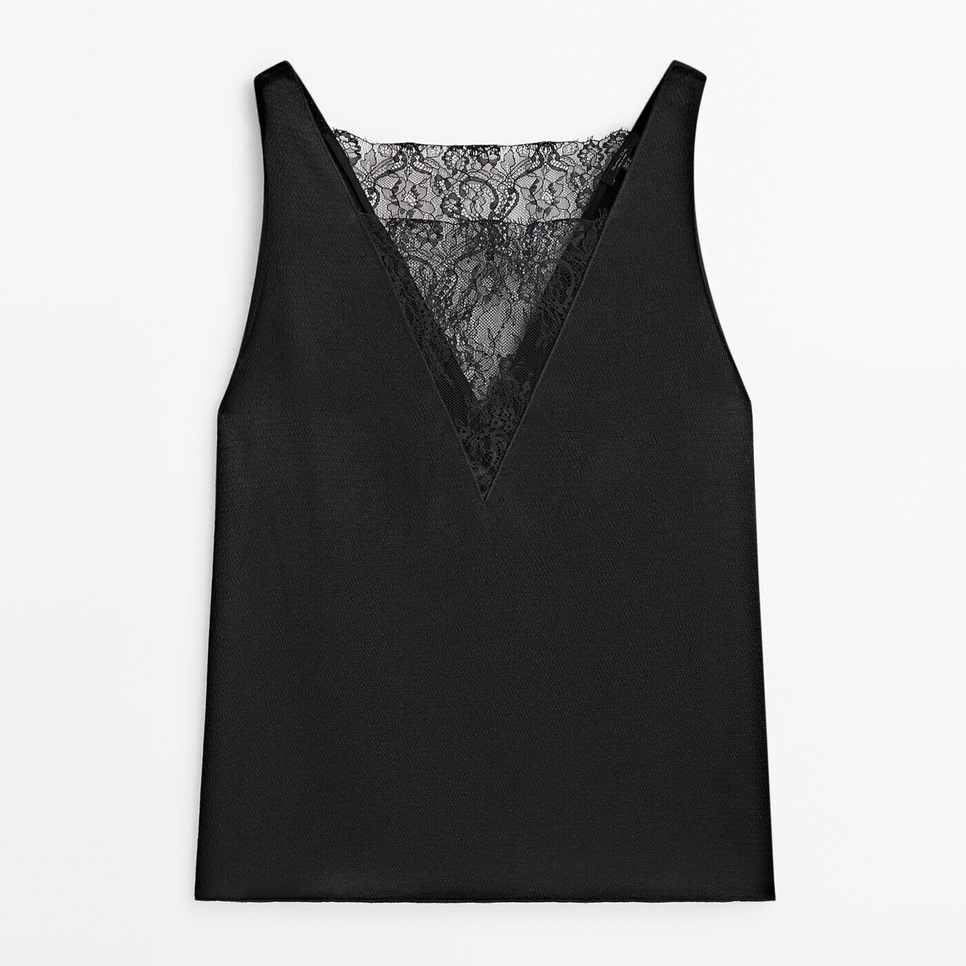 

Топ Massimo Dutti With Lace Neckline Detail, черный