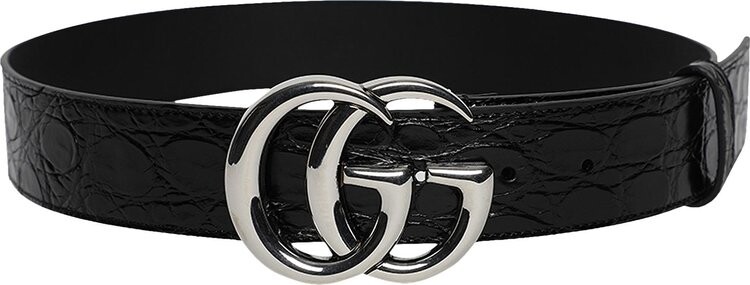 

Ремень Gucci Double G Buckle Wide Leather Belt Black, черный