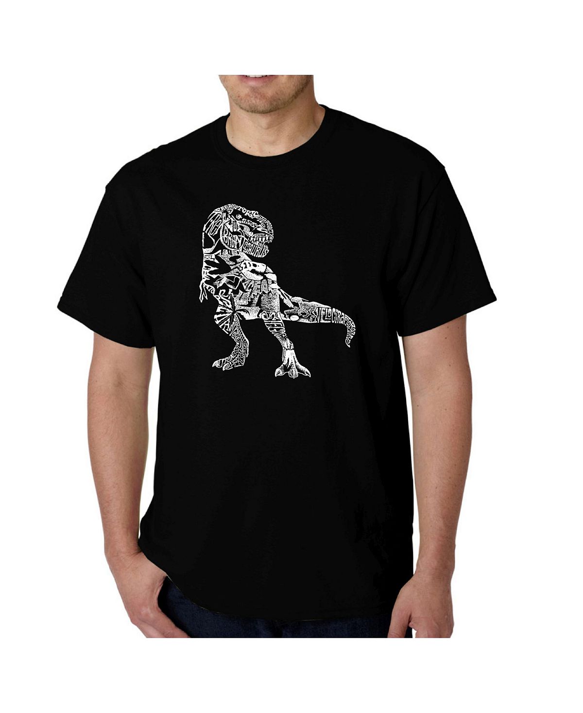 Мужская футболка word art - динозавр LA Pop Art, черный