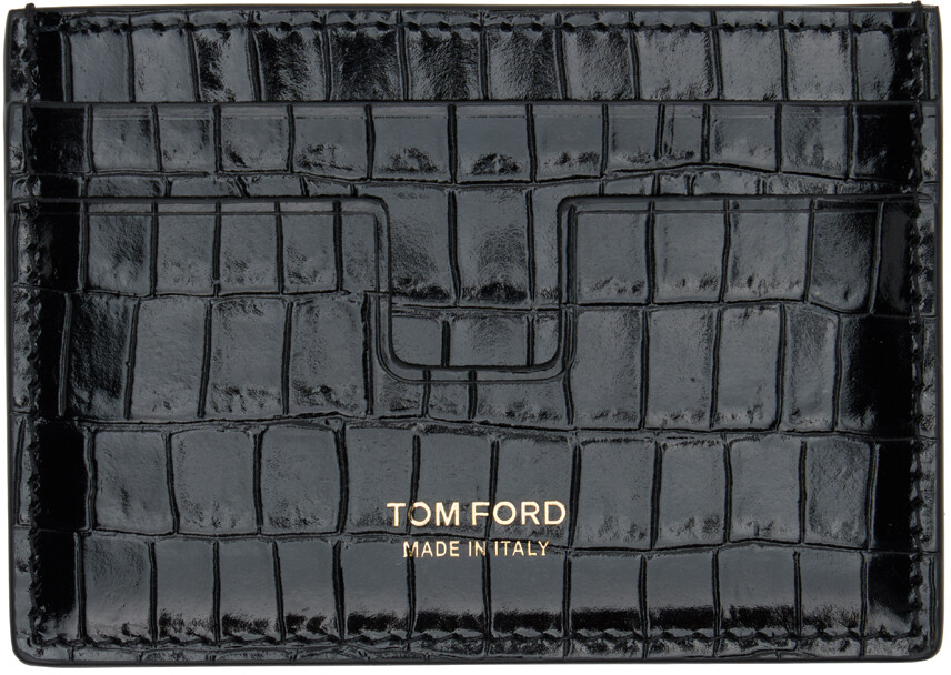 

Черный глянцевый крокодиловый футляр для карт TOM FORD