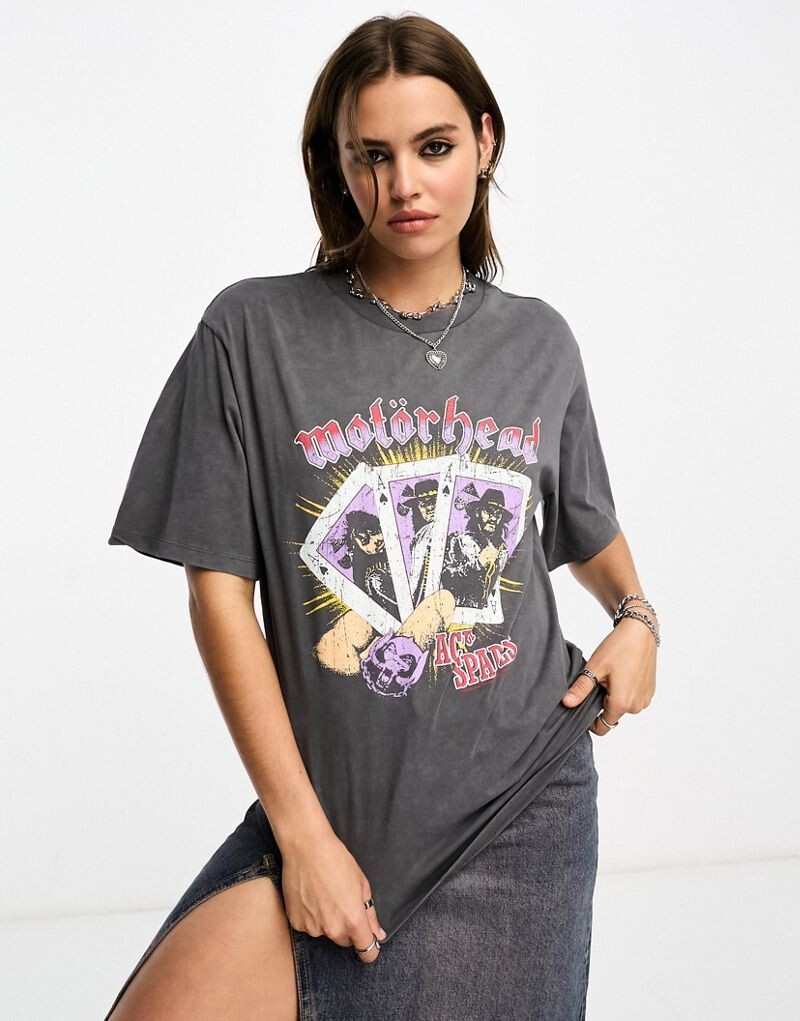 

Объемная темно-серая футболка ASOS DESIGN с лицензионным изображением Motorhead