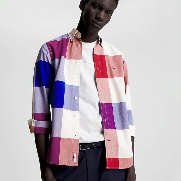 

Рубашка в крупную клетку Tommy Hilfiger Regular Fit Oxford, синий/мультиколор