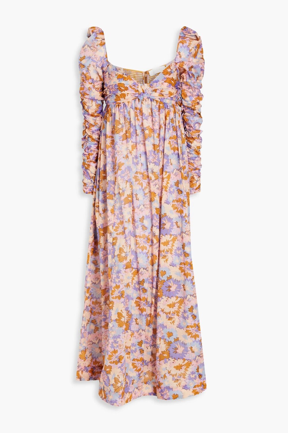 

Платье Zimmermann Gathered Floral-print Cotton-gauze Midi, мультиколор