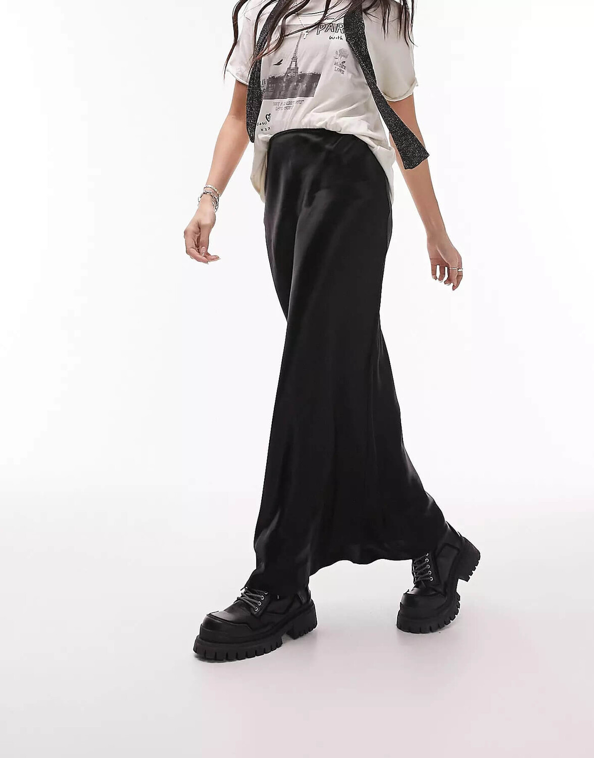 

Юбка Topshop Satin Bias Maxi, черный