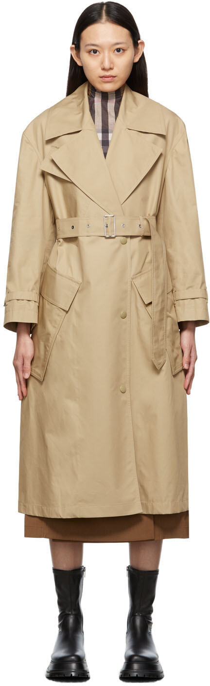 

Бежевый хлопковый плащ Laxton с карманами Burberry