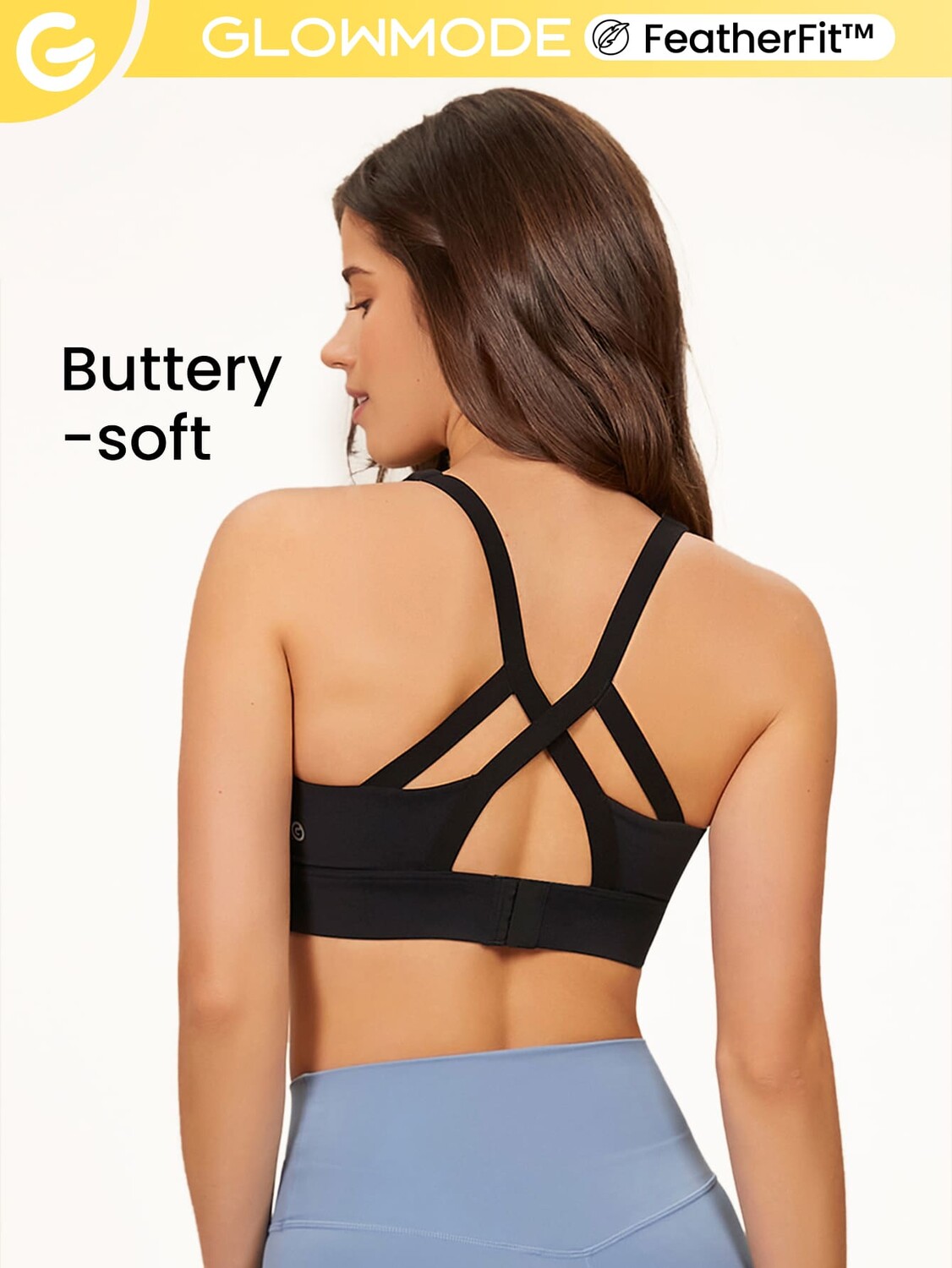 

Спортивный бюстгальтер с пряжкой Feather Fit Glowmode, черный