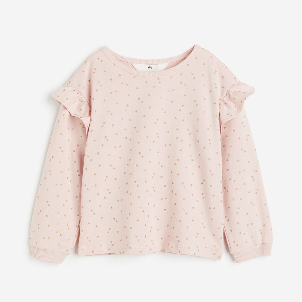 

Свитшот H&M Kids Flounce-trimmed, светло-розовый