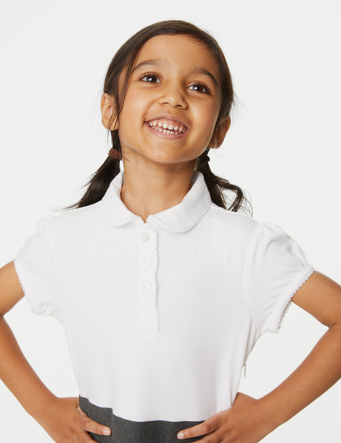 

Школьный сарафан из хлопка для девочек (2–14 лет) Marks & Spencer, серый