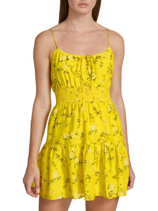 

Мини-платье lai из хлопка и шелка с принтом Alice + Olivia Yellow multi