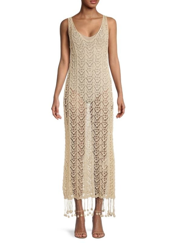 

Прозрачное платье макси крючком Jil Sander Light beige
