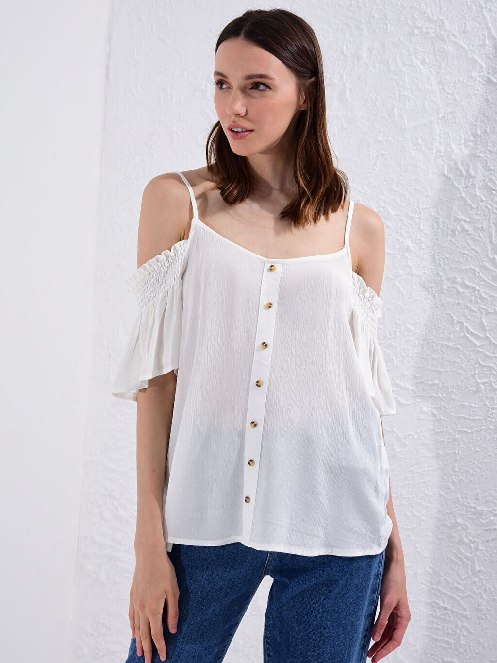 

Блузка из вискозы с открытыми плечами LCW Casual