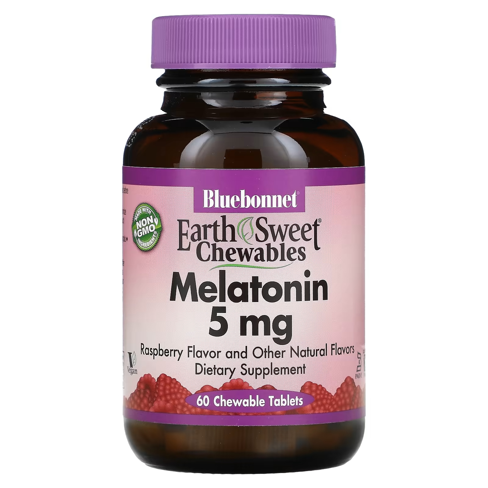 цена Bluebonnet Nutrition Earth Sweet Chewables мелатонин малина 5 мг, 60 жевательных таблеток