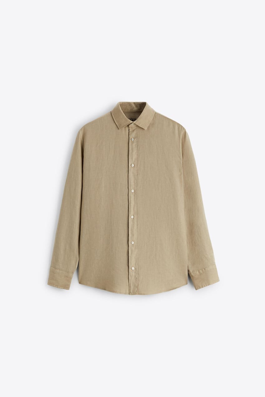 

Рубашка Zara 100% linen, светло-бежевый