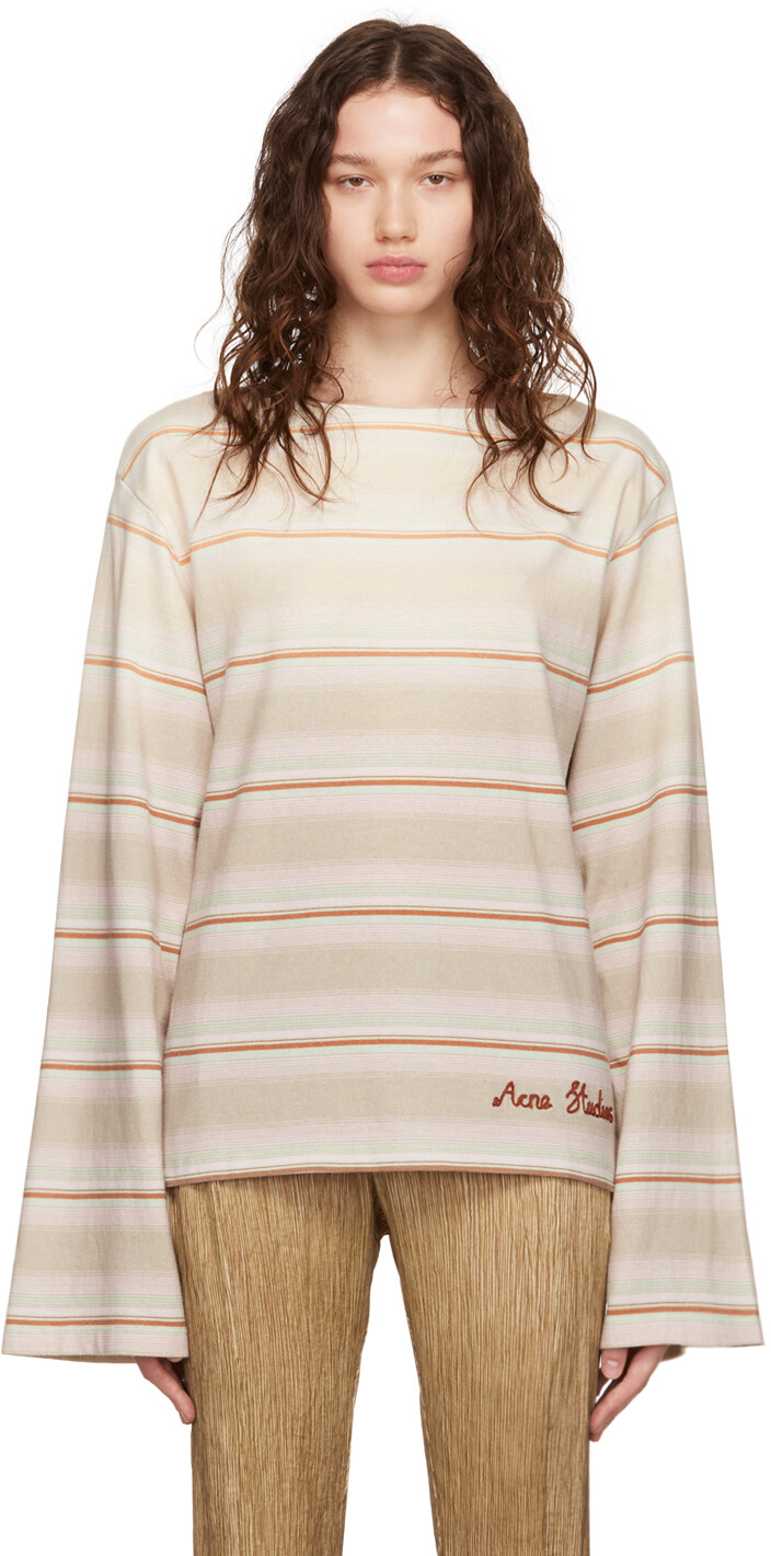

Бежевая футболка с длинным рукавом в полоску Acne Studios