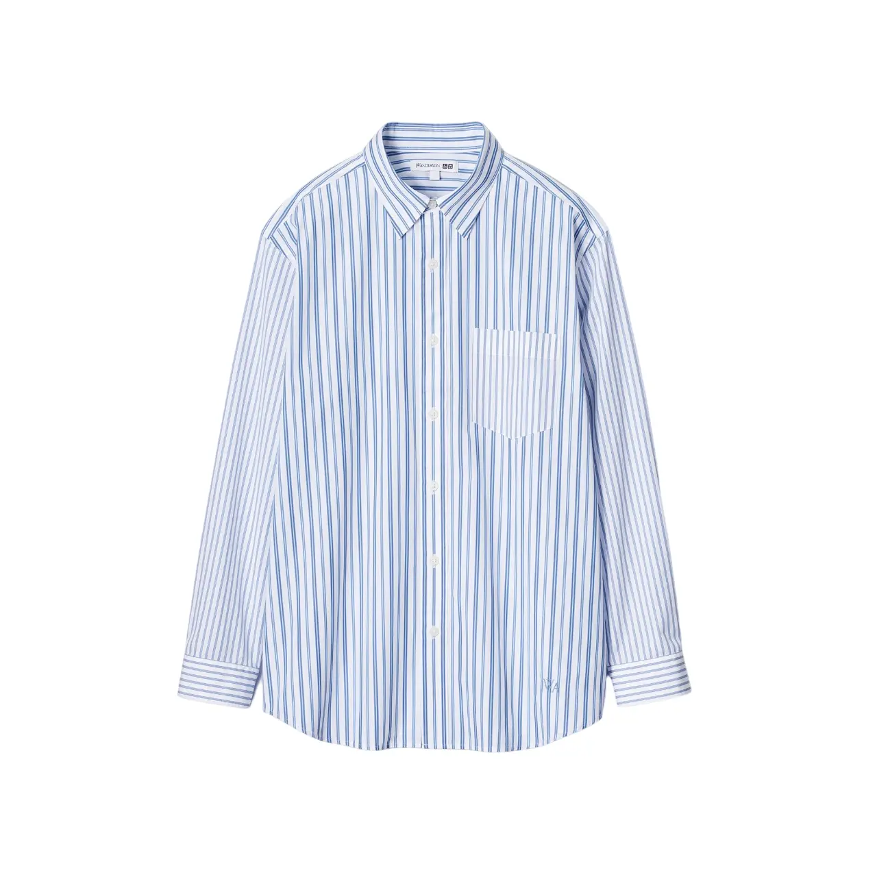 Рубашка Uniqlo х JW Anderson Extra Fine Cotton Broadcloth Regular Fit, синий цена и фото