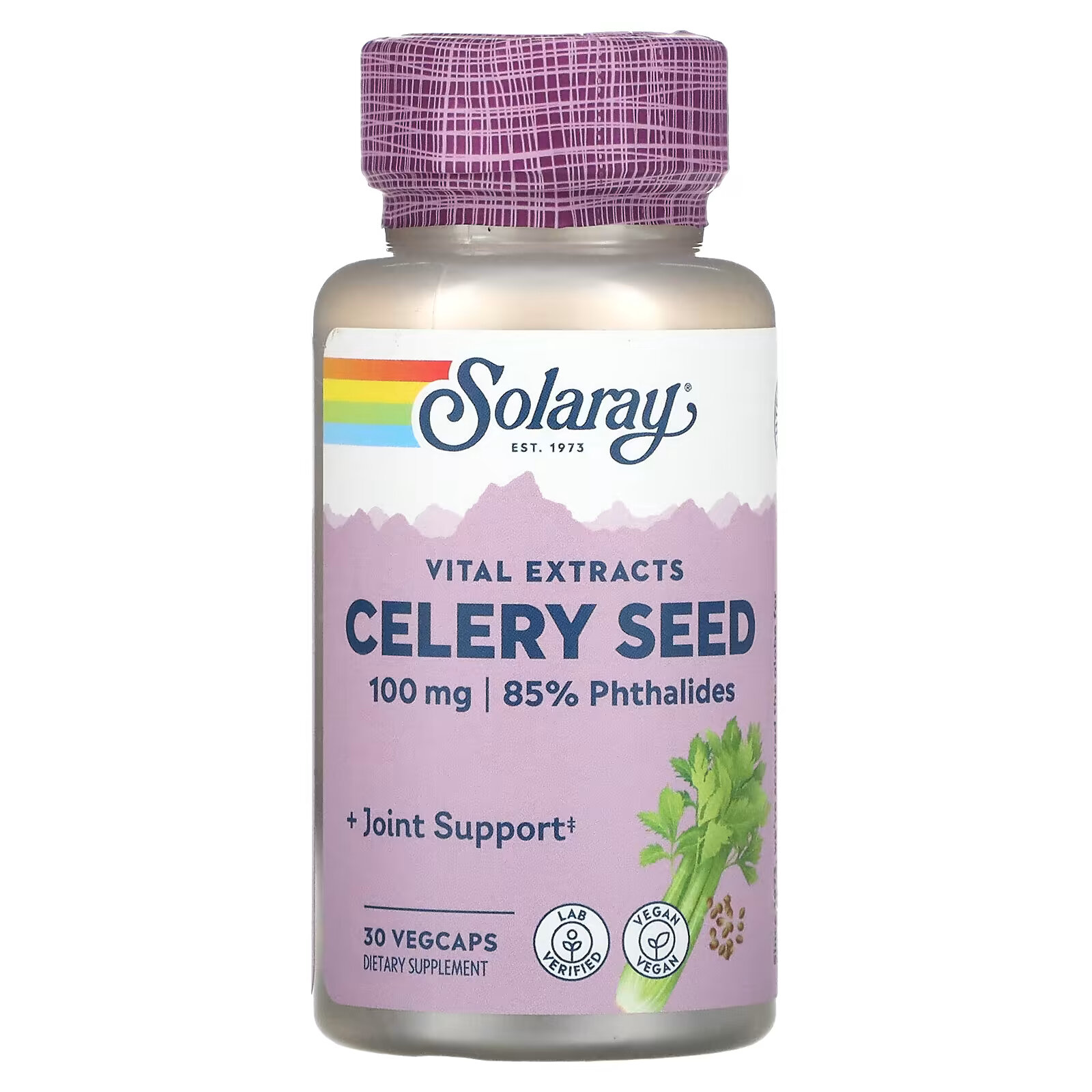 Solaray, Экстракт семян сельдерея, 100 мг, 30 растительных капсул solaray экстракт мастиковой смолы 500 мг 45 растительных капсул
