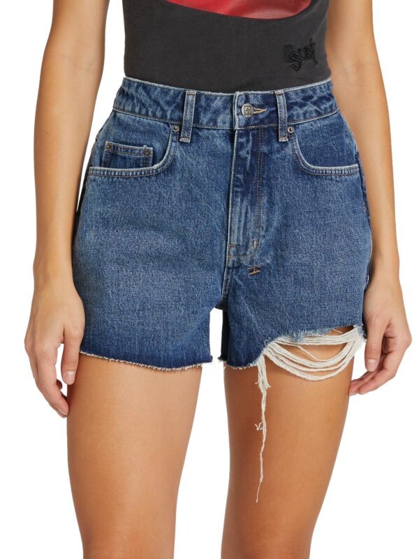 

Потертые джинсовые шорты с высокой талией Ksubi Denim