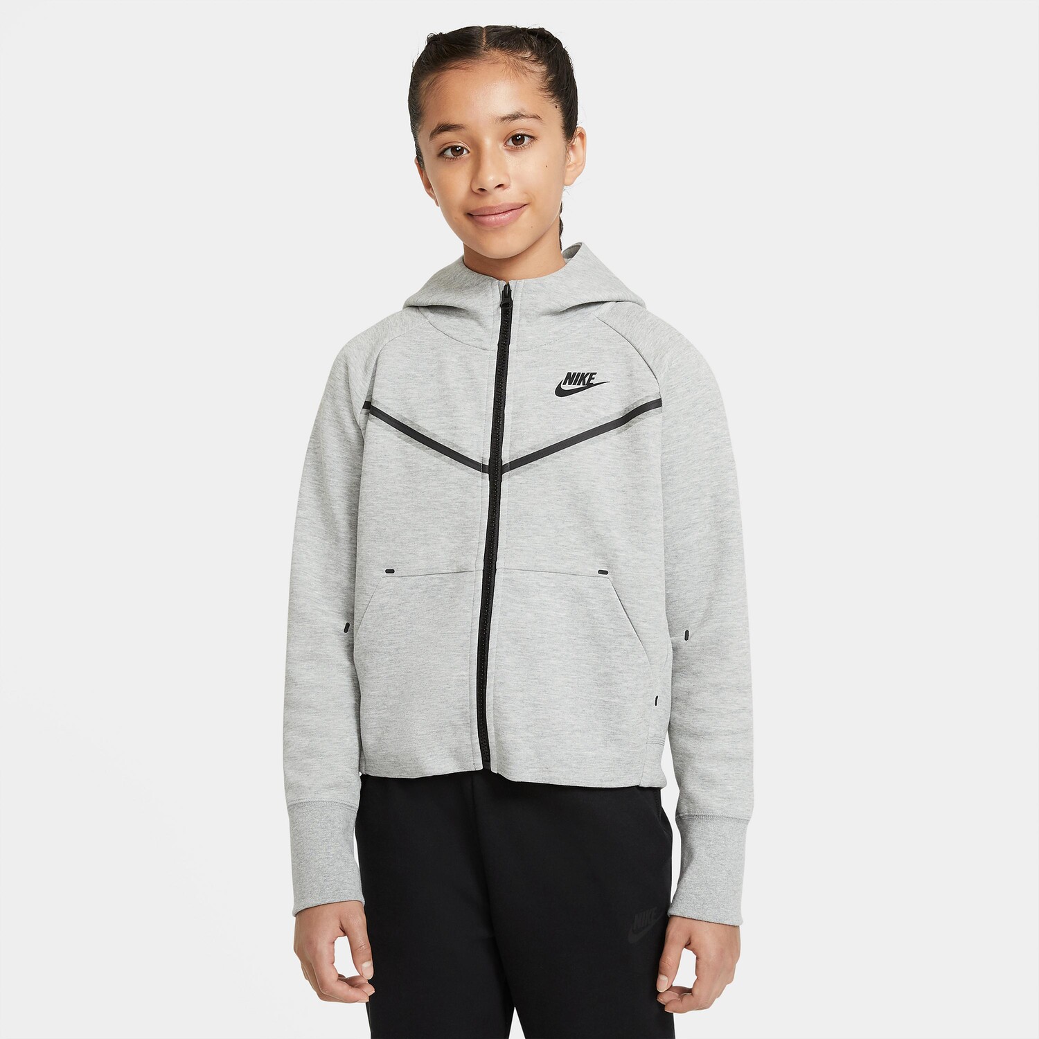 

Худи с молнией во всю длину Nike Sportswear Tech Fleece для девочек, серый