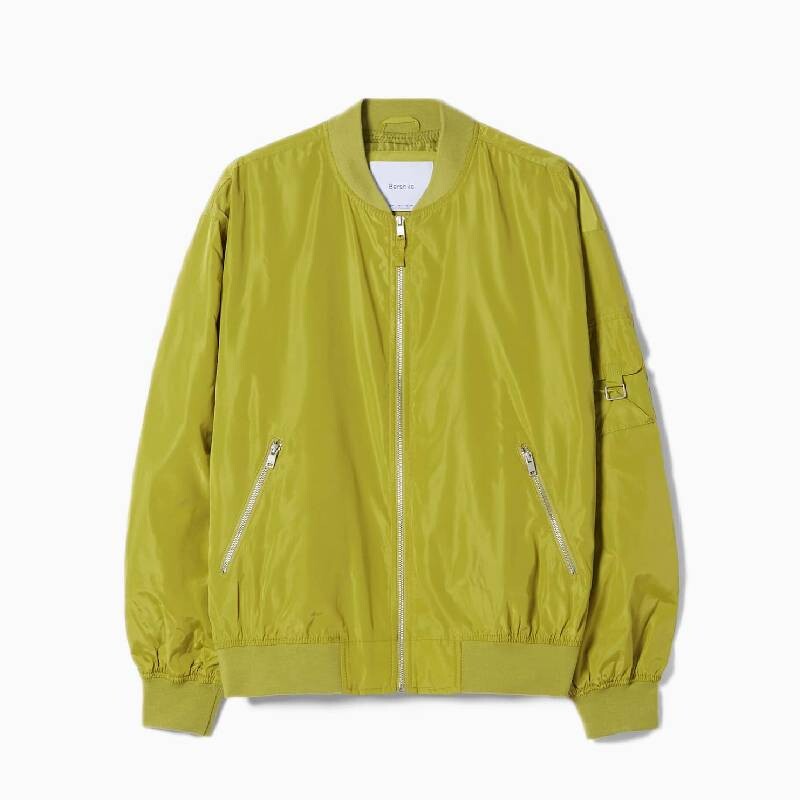 

Куртка-бомбер Bershka Lightweight, зелено-желтый