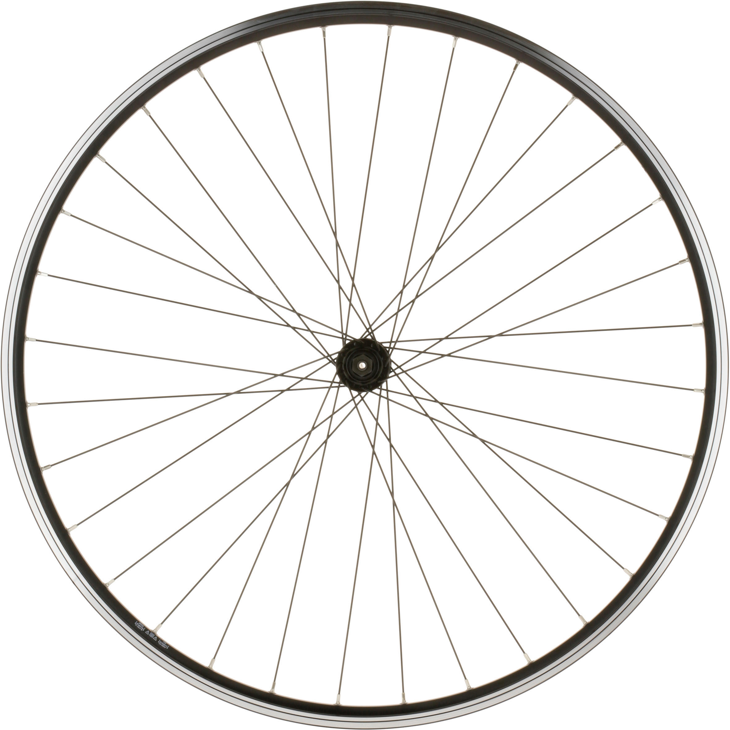 Колесо для треккингового велосипеда переднее 28 дюймов с двойным ободом черно-серое Riverside