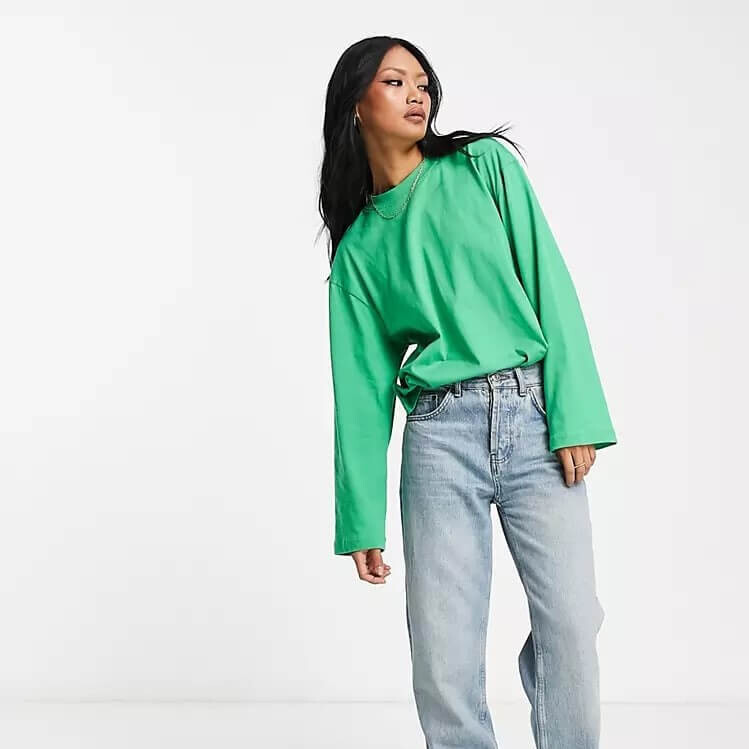 

Свитшот Asos Design With Wide Sleeve, зеленый