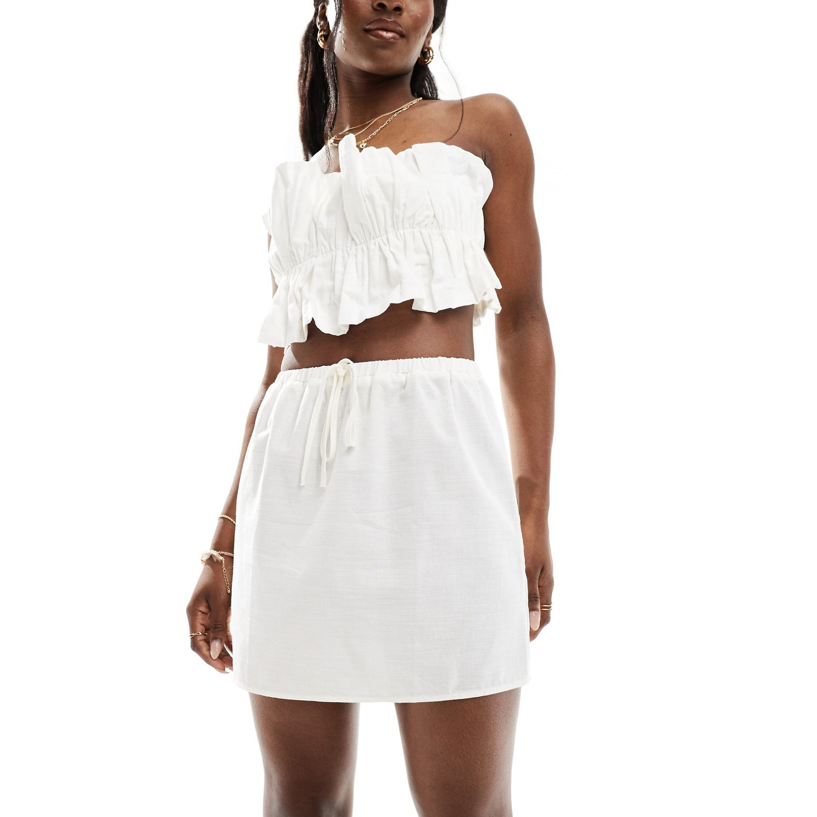Юбка Asos Design Linen, серовато-белый юбка asos design linen серовато белый