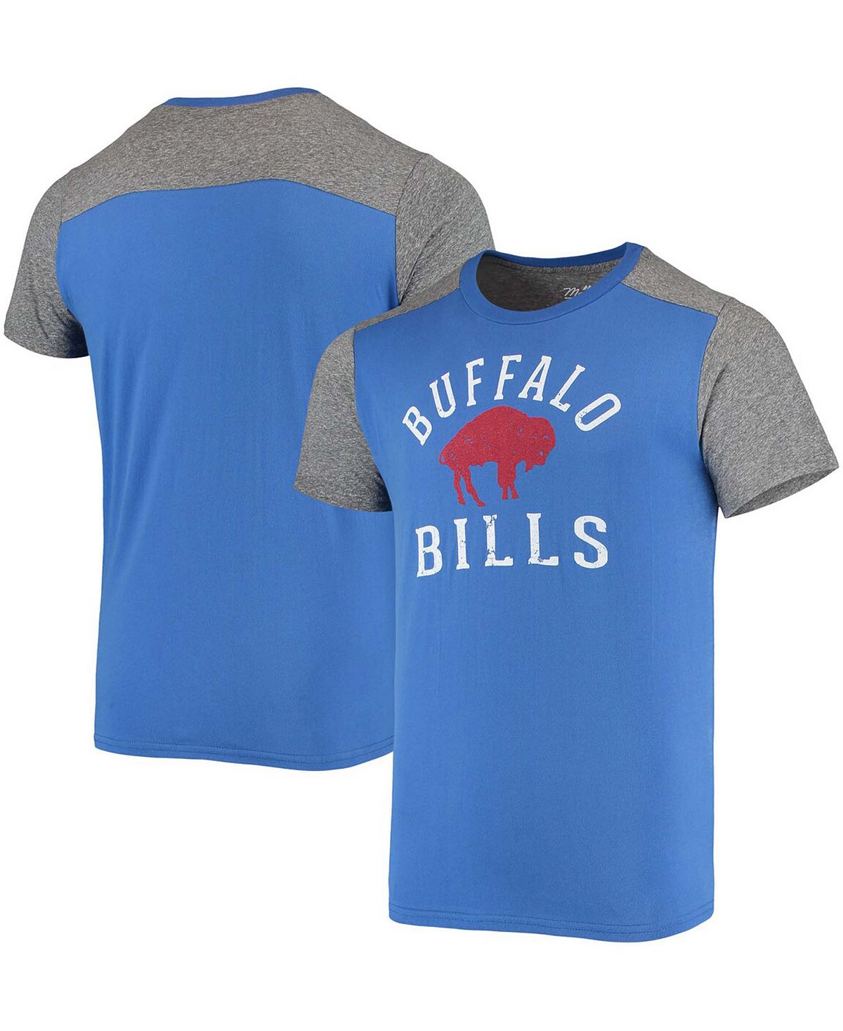цена Мужская королевская, серая меланжевая футболка buffalo bills gridiron classics field goal slub Majestic, мульти