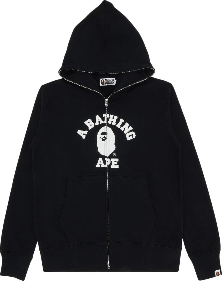 

Худи BAPE College Full Zip Hoodie 'Black', черный