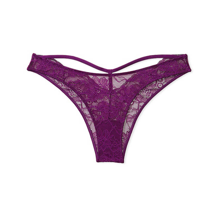 Трусы Victoria's Secret Very Sexy Shine Strap Cut-Out Back Lace Brazilian, фиолетовый трусы victoria s secret very sexy shine strap lace бежевый