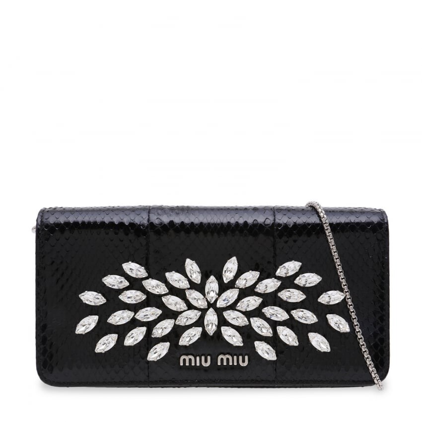 

Сумка MIU MIU Ayers crystal-embellished bag, черный