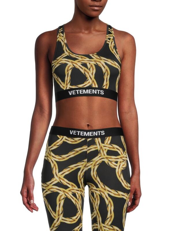 

Бюстгальтер Vetements графический спортивный, черный/золотой