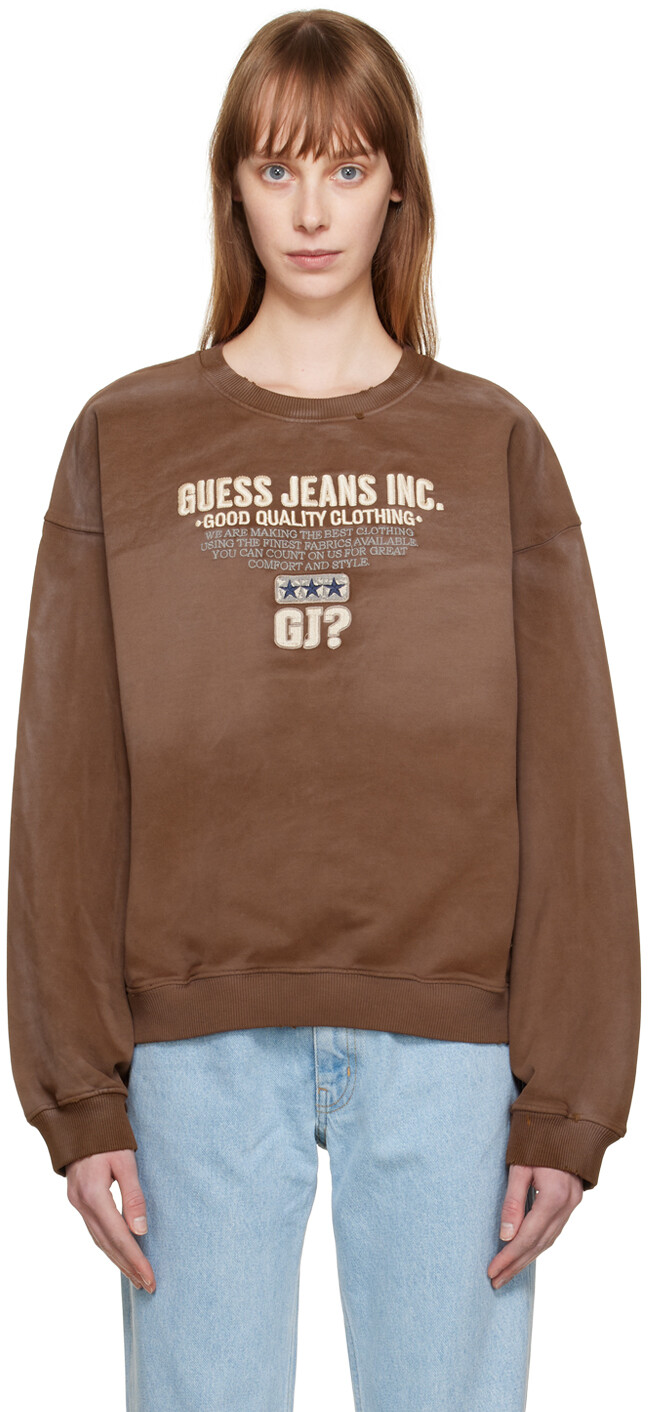 

Коричневый свитшот с вышивкой Guess Jeans U.S.A.