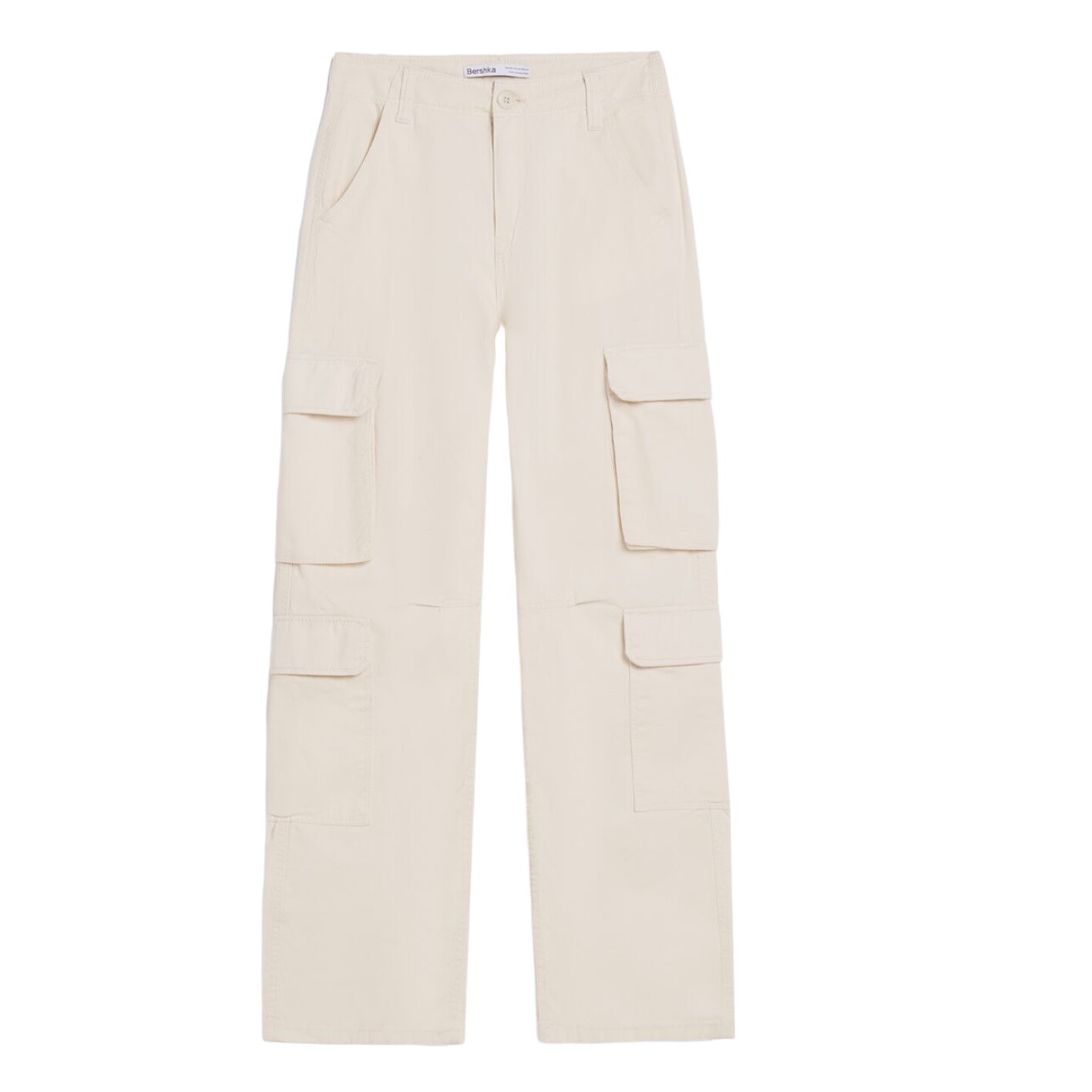 

Брюки Bershka Twill Multipocket Cargo, кремовый