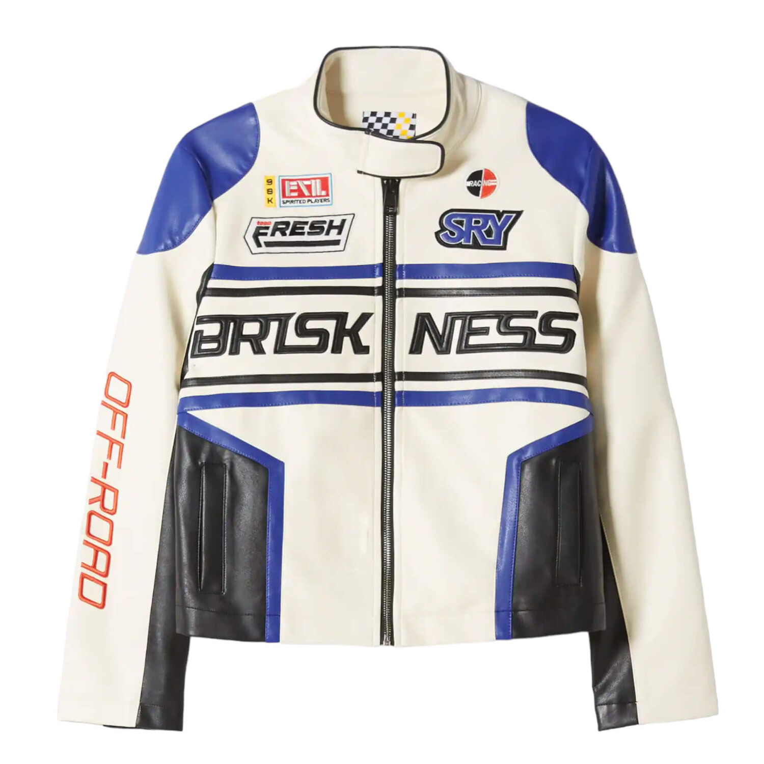 

Куртка Bershka Faux Leather Racing, белый