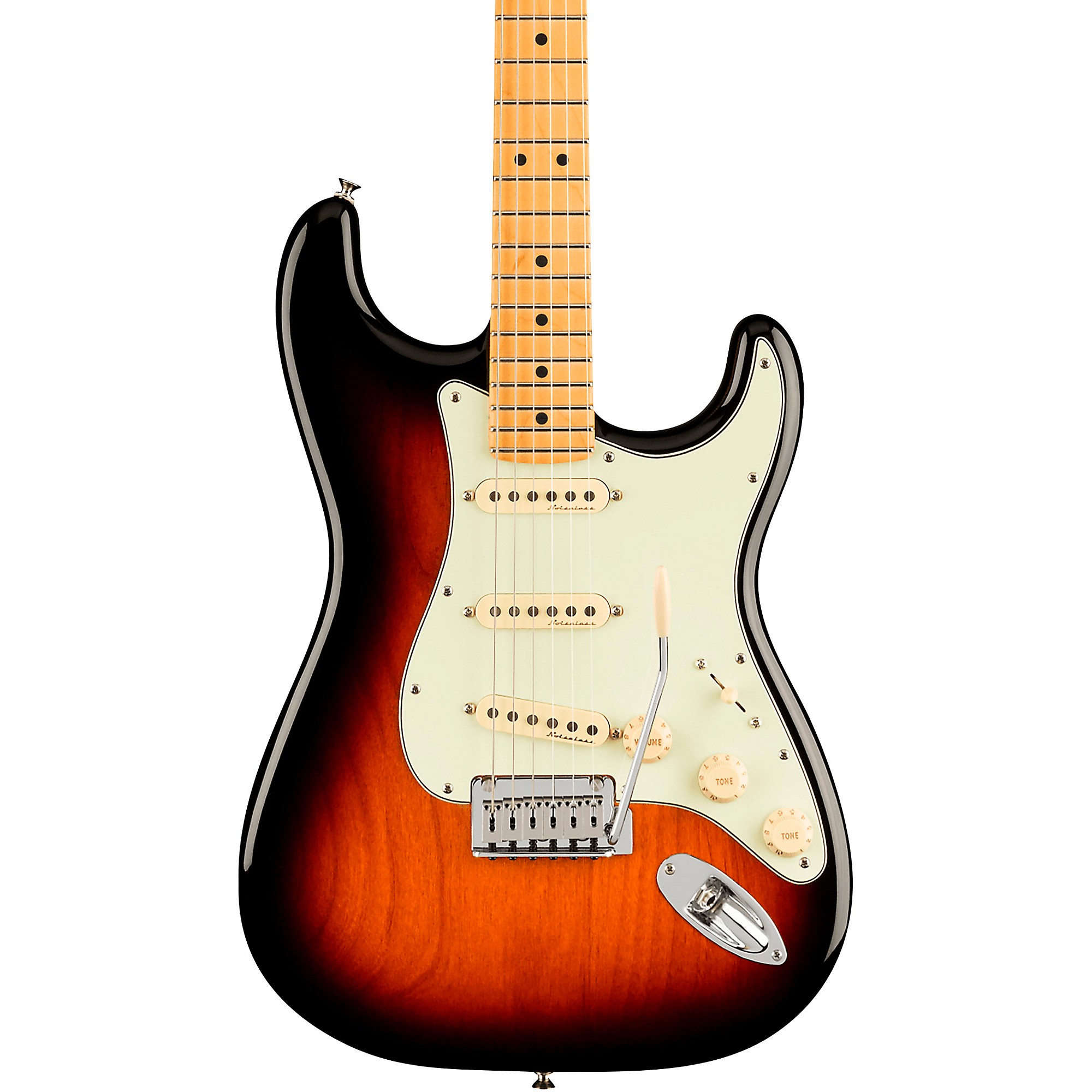 fender player stratocaster left handed 2022 3 tone sunburst с кленовой накладкой Электрогитара Fender Player Plus Stratocaster с кленовой накладкой, 3 цвета, Sunburst