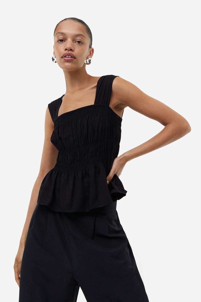 

Присборенный топ H&M, черный