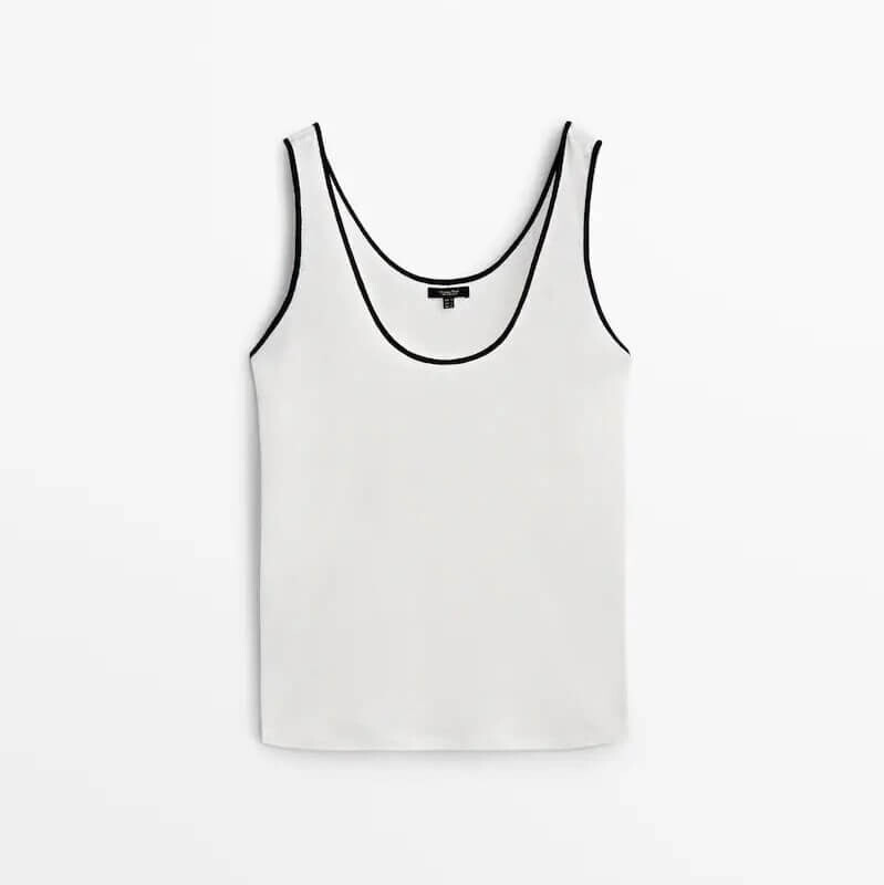 

Майка Massimo Dutti Linen, светло-бежевый