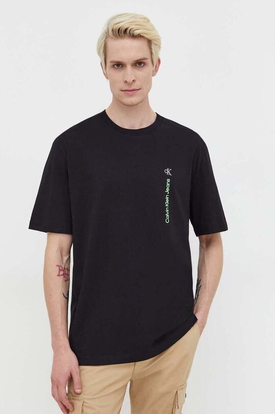 

Хлопковая футболка Calvin Klein Jeans, черный