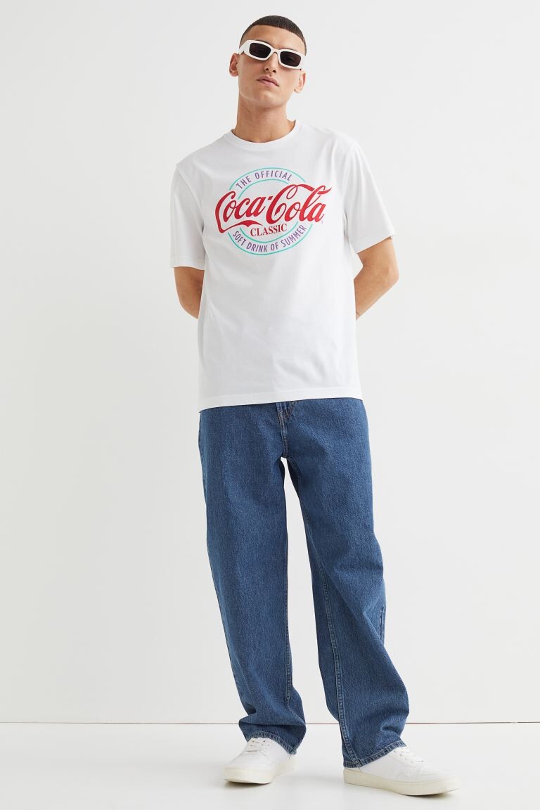 

Футболка классического кроя H&M, белый/кока-кола