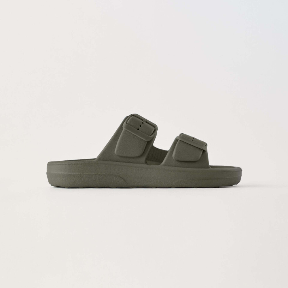 

Пляжные тапочки Zara Buckled, хаки