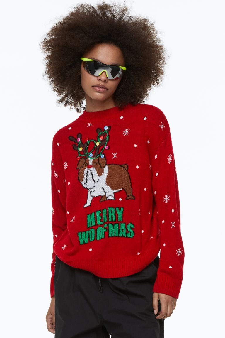 

Жаккардовый свитер H&M, красный/веселый вуфмас