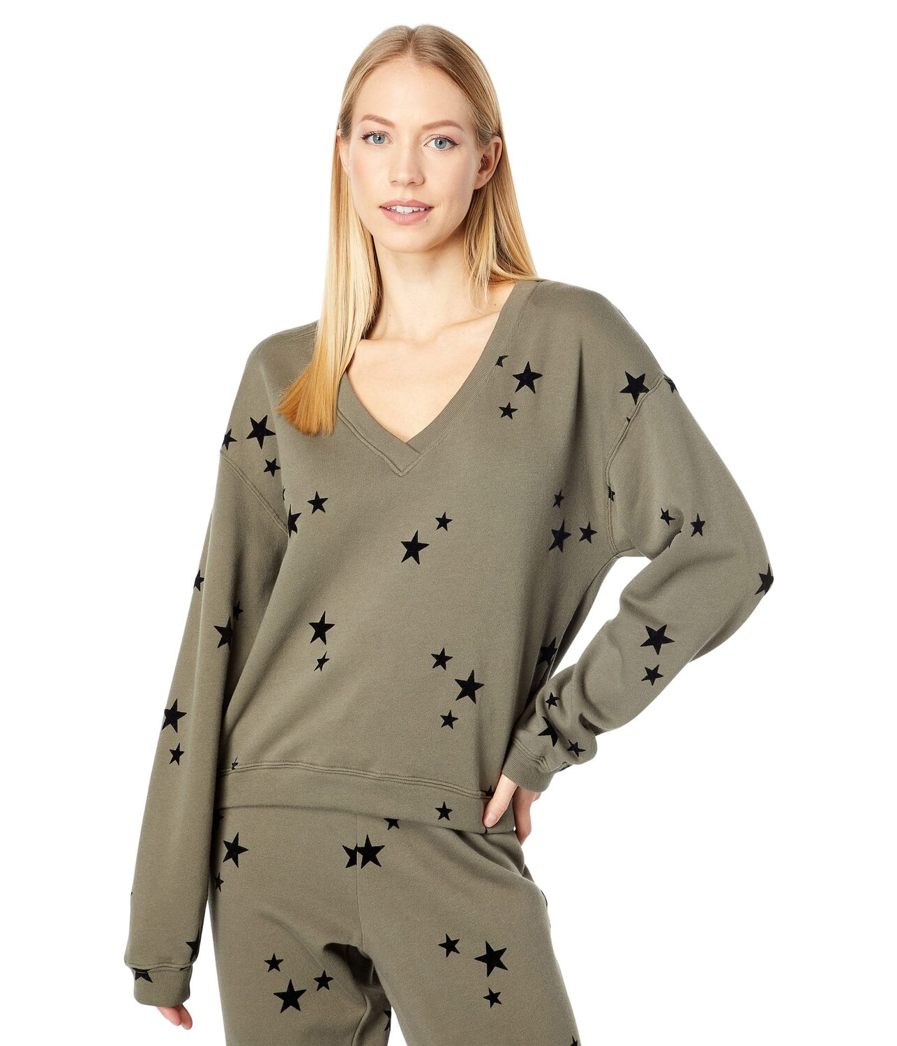 

Толстовка bobi Los Angeles, Stars Flocked Terry V-Neck Sweatshirt, Белый