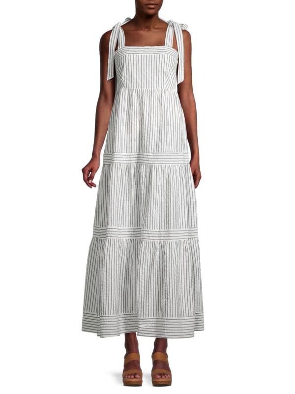 

Многоярусное платье макси в полоску капри Lucca Navy stripe