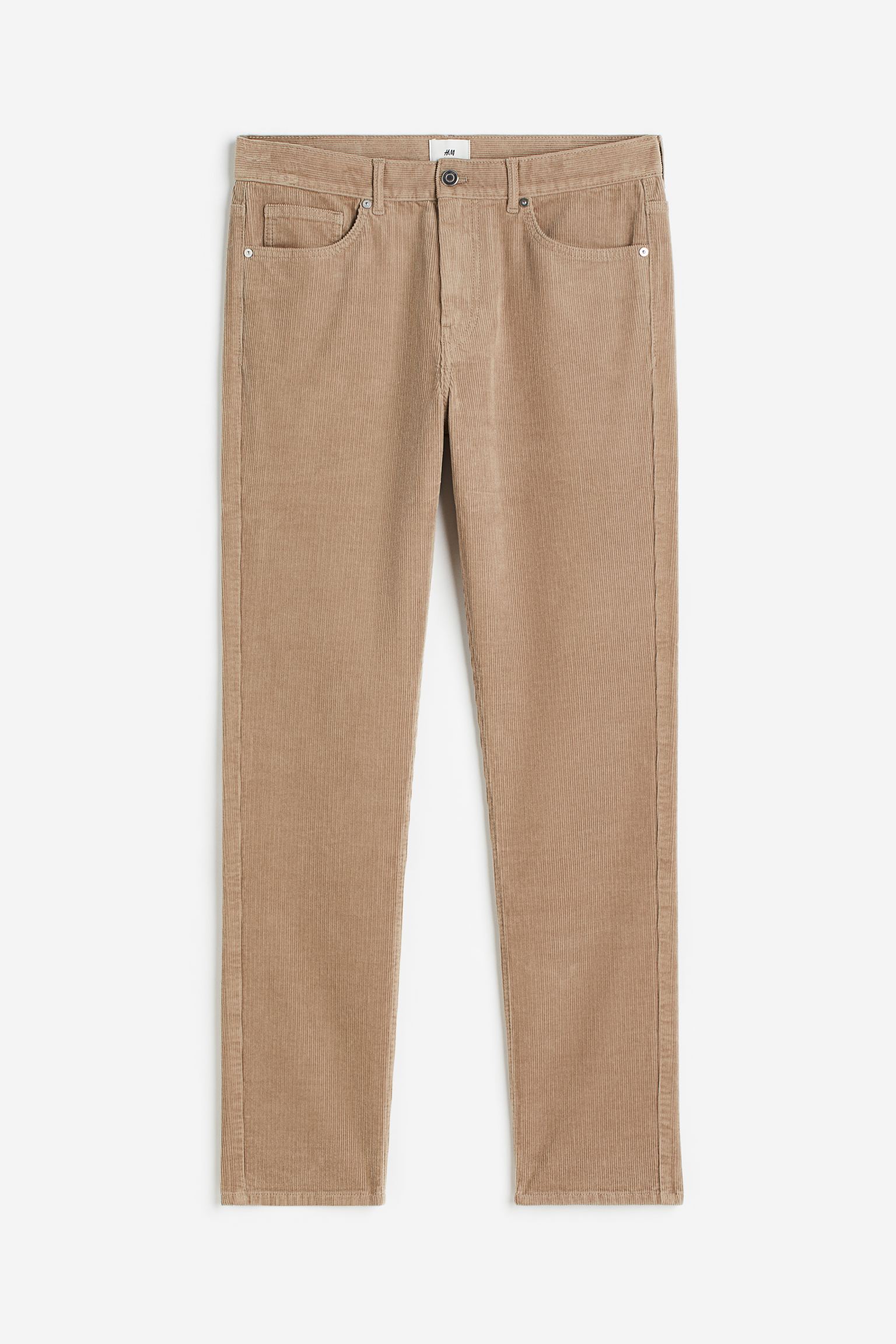 

Брюки H&M Slim Fit Corduroy, темно-бежевый