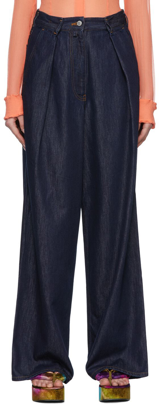 

Темно-синие широкие джинсы Dries Van Noten