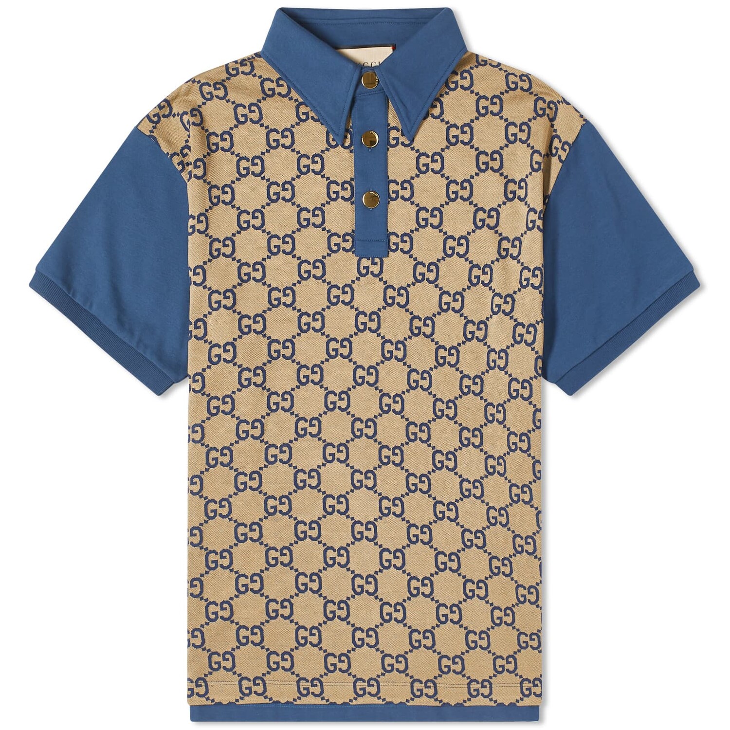 

Рубашка Gucci All Over Gg Polo, бежевый и темно-синий