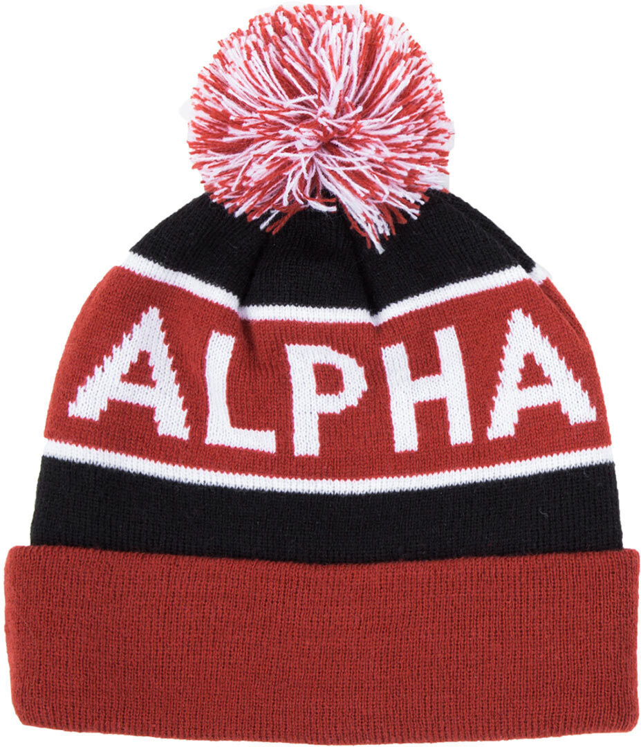 

Шапка Alpha Industries Block Bobble, черно-красная